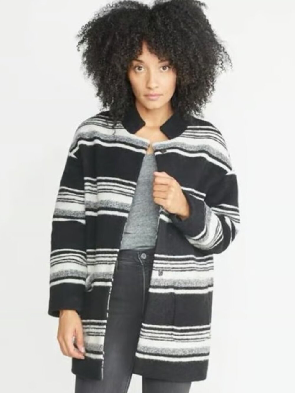 Marine Layer Carey Cocoon Wool Blend Coat XS HD3 Black Bird Relaxed Jacket